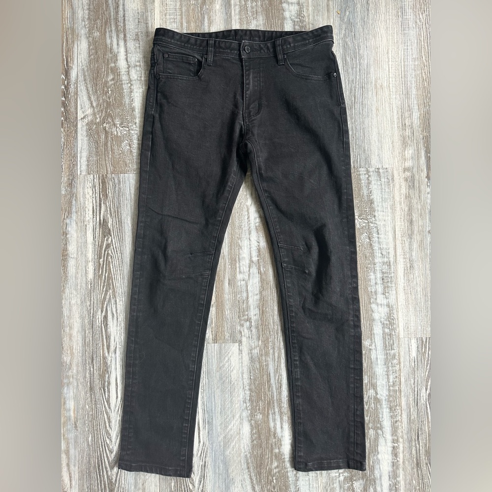 POLITIX Killah: Slim Tapered Fit Mens 32 Black Stretch Jeans Denium‎